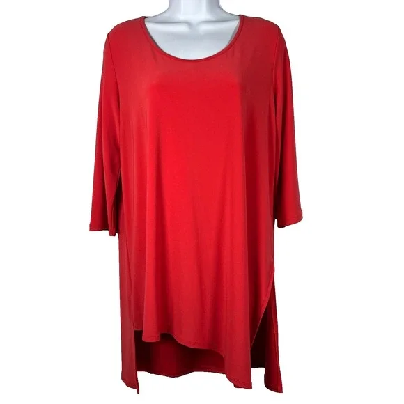 Clara Sun Woo Womens Dress Sz M Lagenlook Relaxed Casual Stretch Comfy Red - Picture 10 of 10